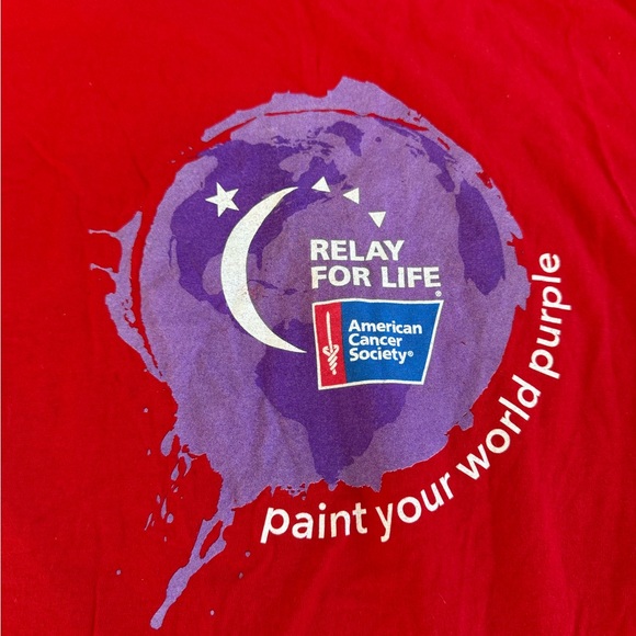 2 Relay for Life T-Shirts - Blue and Red Adult Medium - Picture 3 of 9